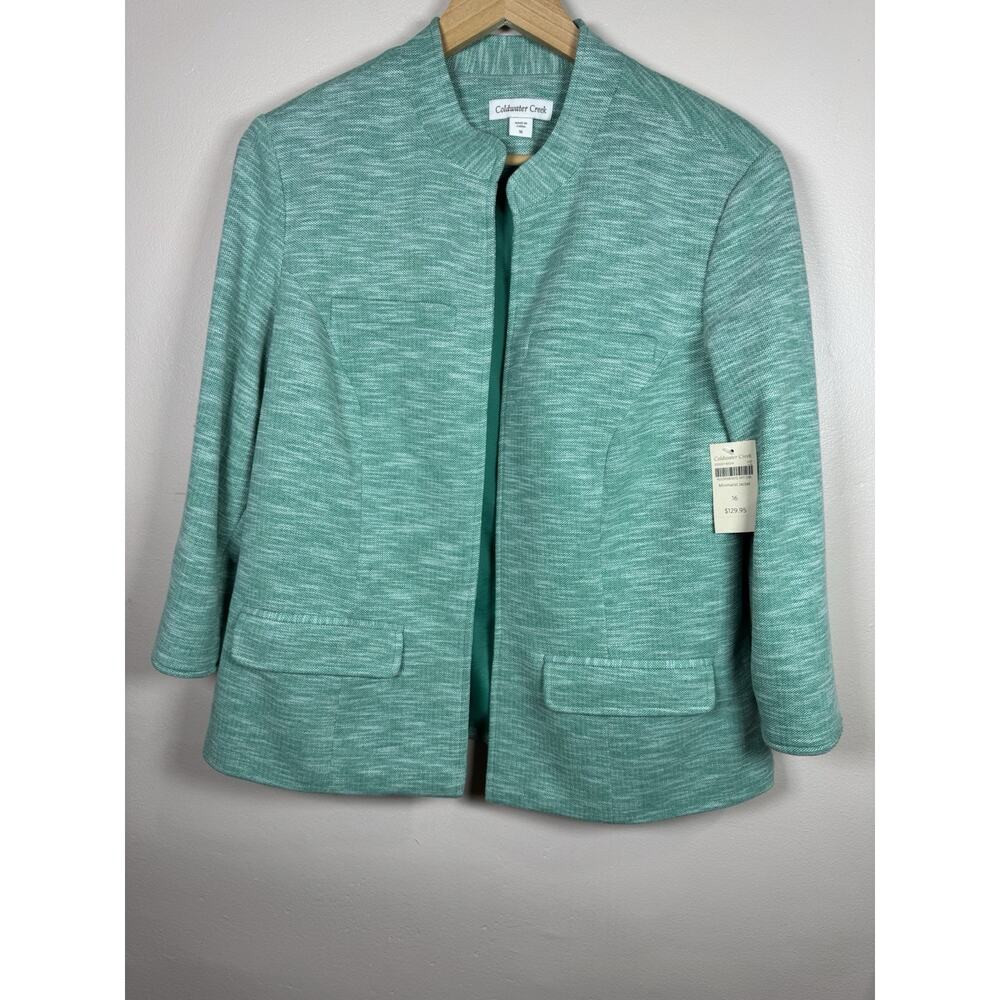Coldwater Creek Mint Green Textured Open Front Blazer